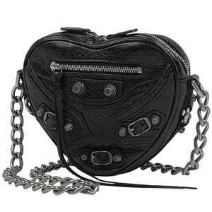 Balenciaga Le Cagole Shoulder Bag Heart Leather Black